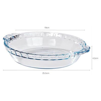 MARINEX Medium Fluted Glass Pie Dish 1.3L – Durable Heat-Resistant Bakeware | Transparent Oven-Safe