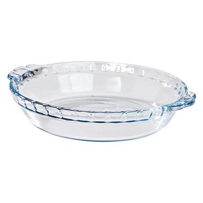 MARINEX Medium Fluted Glass Pie Dish 1.3L – Durable Heat-Resistant Bakeware | Transparent Oven-Safe