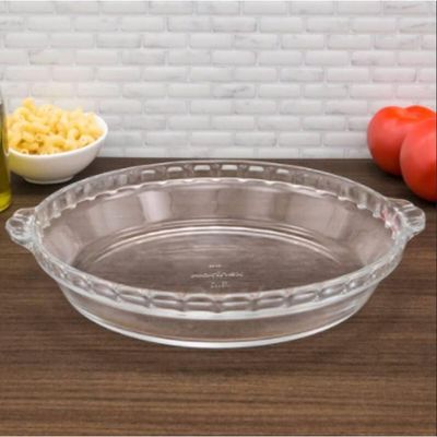 MARINEX Large Fluted Glass Pie Dish 1.6L – Durable Heat-Resistant  Bakeware | Transparent Oven-Safe