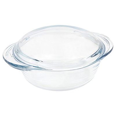 MARINEX Small Glass Casserole with Lid 1.0L – Durable Heat-Resistant  Cookware | Transparent Oven-Safe 