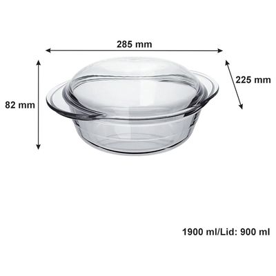 MARINEX Large Glass Casserole with Lid 2.8L – Durable Heat-Resistant  Cookware | Transparent Round Oven-Safe Glass Casserole Dish with Lid
