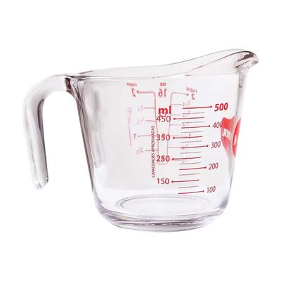 MARINEX Glass Measuring Jug 500ml - Durable Heat-Resistant Measuring Cup with Clear Graduated Markings|Transparent