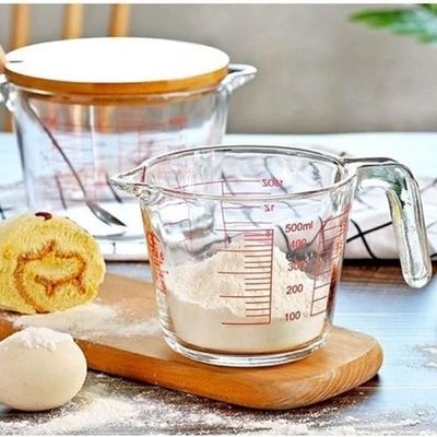 MARINEX Glass Measuring Jug 500ml - Durable Heat-Resistant Measuring Cup with Clear Graduated Markings|Transparent