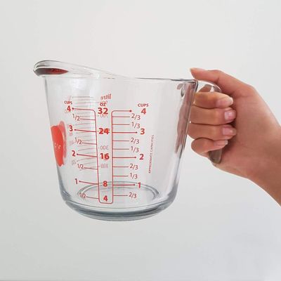 MARINEX Glass Measuring Jug 1 L - Durable Heat-Resistant Measuring Cup with Clear Graduated Markings|Transparent