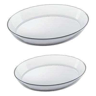 MARINEX Glass 2-Piece Oval Roaster Set (2.4L + 3.2L)|Heat-Resistant  Bakeware Dishes|Transparent Oven