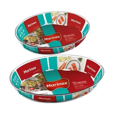 MARINEX Glass 2-Piece Oval Roaster Set (3.2L + 4.0L) - Extra-Large Heat-Resistant  Bakeware Dishes | Transparent icrowave, Freezer & Dishwasher Safe