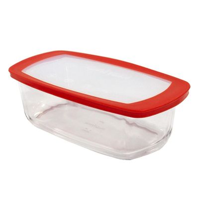 MARINEX Glass Rectangular Loaf Dish with Plastic Lid 1.5L – Durable Heat-Resistant Bakeware, Transparent