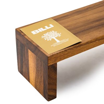 Billi Acacia Wood Footed Sushi Board 35x12x10CM – Premium Wooden Serving Platter with Raised Stand, Brown