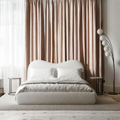 Cnug Soft Boucle Fabric Modern Bed for Living Room, Bedroom (King) Cnug Soft Boucle Fabric Modern Bed for Living Room, Bedroom (King)