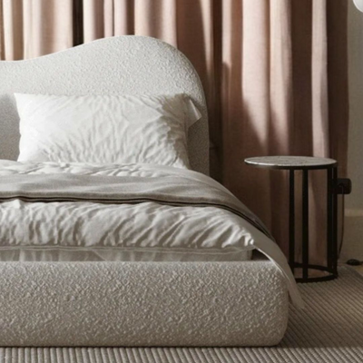 Cnug Soft Boucle Fabric Modern Bed for Living Room, Bedroom (Super King)