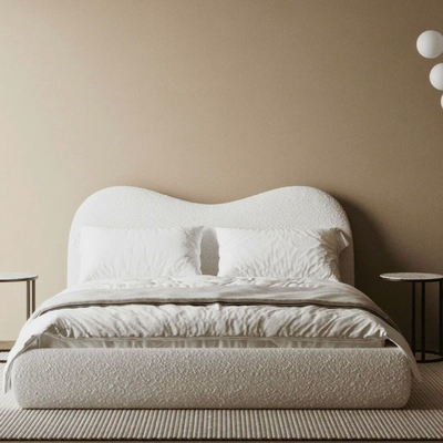 Cnug Soft Boucle Fabric Modern Bed for Living Room, Bedroom (Super King)