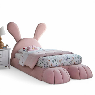 Doze Elegant Rabbit Shaped Bunny Bed for Modern Whimsical Bedroom for Kids & Adults In Soft Fabric (Super King)