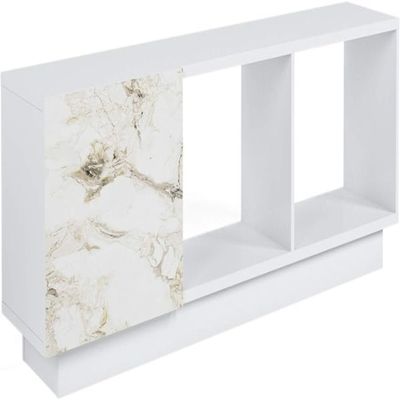 Luxury White Multicolored Tv Stand Console – Marble Accent High Gloss Media Cabinet With Storage Luxury White Multicolored Tv Stand Console – Marble Accent High Gloss Media Cabinet With Storage