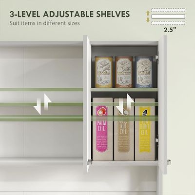 White Kitchen Pantry Hutch – Freestanding Food Storage Cabinet with Microwave Nook White Kitchen Pantry Hutch – Freestanding Food Storage Cabinet with Microwave Nook