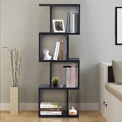 Modern 4-Tier S-Shaped Bookcase | Zigzag Geometric Display & Storage Shelf Modern 4-Tier S-Shaped Bookcase | Zigzag Geometric Display & Storage Shelf