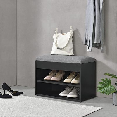 Entryway Shoe Storage Bench with Cushion | Hallway Organizer & Hidden Lift-Top Storage Black 60 cm Entryway Shoe Storage Bench with Cushion | Hallway Organizer & Hidden Lift-Top Storage Black 60 cm