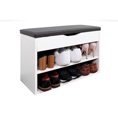 Entryway Shoe Storage Bench with Cushion | Hallway Organizer & Hidden Lift-Top Storage White 60 cm Entryway Shoe Storage Bench with Cushion | Hallway Organizer & Hidden Lift-Top Storage White 60 cm
