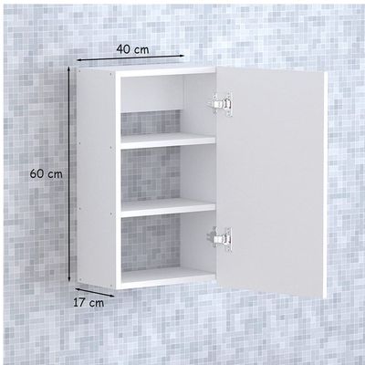 Modern Home Cabinet with Single Mirrored Door – 3 Storage Units with Shelves for Home & Office