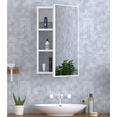 Modern Home Cabinet with Single Mirrored Door – 3 Storage Units with Shelves for Home & Office