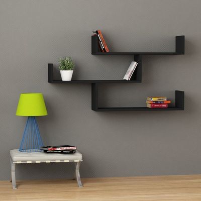 3-Piece Wall Mounted Floating Shelves - Black