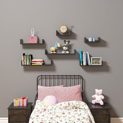 3-Piece Wall Mounted Floating Shelves - Black