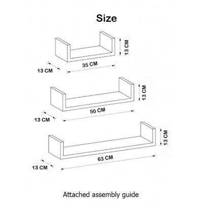 3-Piece Wall Mounted Floating Shelves - Brown