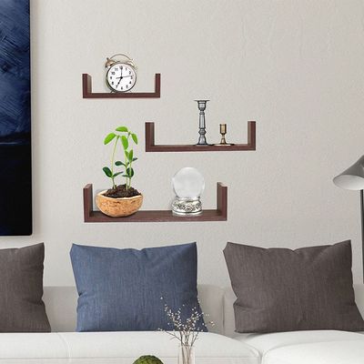 3-Piece Wall Mounted Floating Shelves - Brown