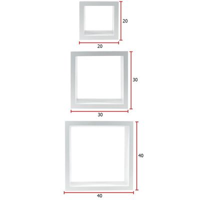 Floating Square Cube Wall Shelves – White 20×20+30×30+40×40 cm for Home Décor