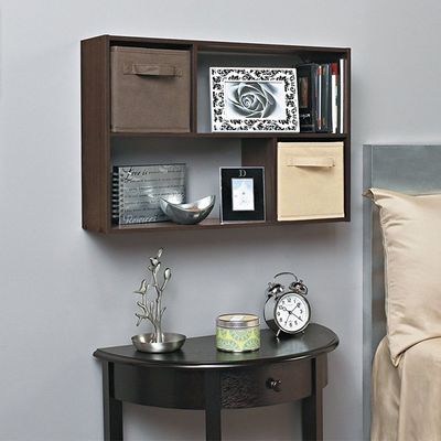 Brown Wall-Mounted Bookcase 80x55x15cm – Floating Shelf for Books, Decor & Home Storage