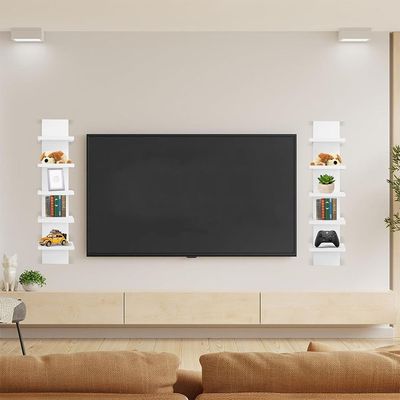 Straights Wall-Mounted Shelf Unit – White Finish Wall Storage for Living Room