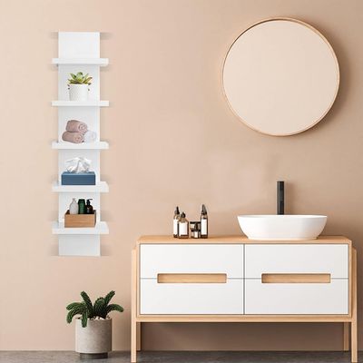 Straights Wall-Mounted Shelf Unit – White Finish Wall Storage for Living Room