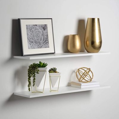 2-Pcs Floating Wall Shelves 40×15 cm White