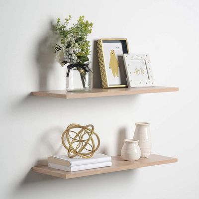 2-Pcs Floating Wall Shelves 80×15 cm Beige