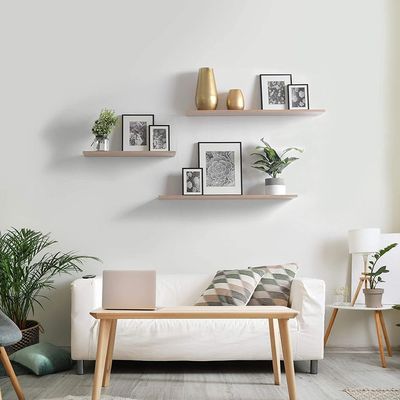 2-Pcs Floating Wall Shelves 80×15 cm Beige