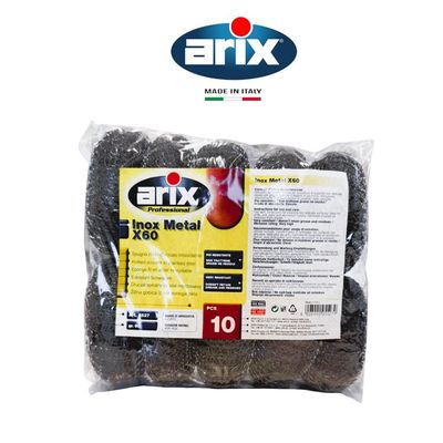 Arix Professional Inox 10-pcs Metal X60 Stainless Steel Knitted Scourer – Heavy-Duty Cleaning