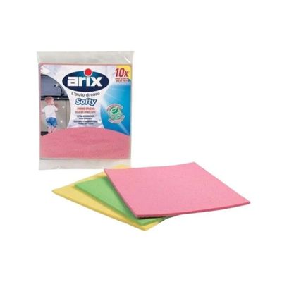 Arix New Softy Sponge Cloth 10 pcs - Eco-Friendly, Biodegradable, High Absorption, Durable & Comfortable for All Washable Surfaces