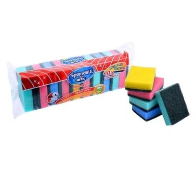 Arix Splendelli Colorful Sponge Scourer 10 pcs - Heavy-Duty Cleaning for Stainless Steel & Non-Delicate Surfaces