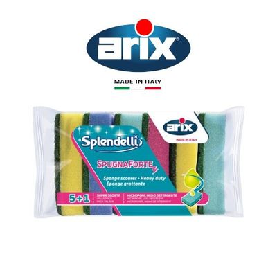 Arix Colorful Sponge Scourer 5 pcs - Heavy-Duty Scrubbing for Stainless Steel & Non-Delicate Surfaces