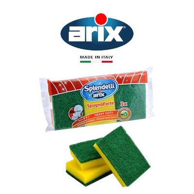Arix Large Sponge Scourer 3 pcs - Natural Cellulose, Heavy-Duty Stain Removal, Eco-Friendly, Easy-Grip Handles