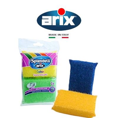 Arix Splendelli Colors No-Scratch Sponges 2 pcs - Gentle Cleaning, Residue-Free, Super Absorbent & Non-Toxic for Delicate Surfaces