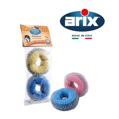 Arix Splendelli Rub & Shine Zinc-Coated Wire Sponge 2 pcs - Ultimate Cleaning Power