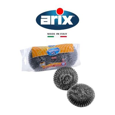 Arix Splendelli Stainless Steel Scourer 2 pcs - Heavy-Duty Wire Scrubber for Pots, Pans, and Barbecue