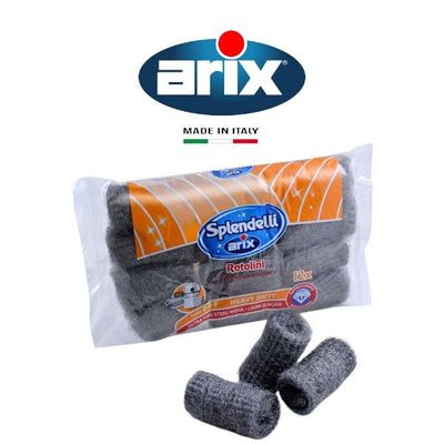 Arix Splendelli Ultrafine Steel Wool Rolls 12 pcs - Versatile Cleaning for Stainless Steel, Aluminum, and DIY Projects