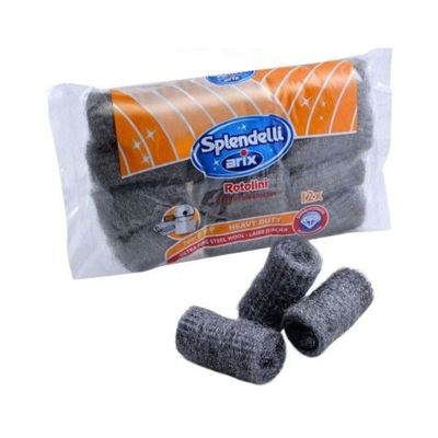 Arix Splendelli Ultrafine Steel Wool Rolls 12 pcs - Versatile Cleaning for Stainless Steel, Aluminum, and DIY Projects