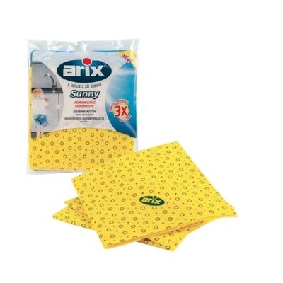Arix Sunny Yellow Multipurpose Cloth 3 pcs - Premium Quality Cleaning Towels for Dry & Wet Use