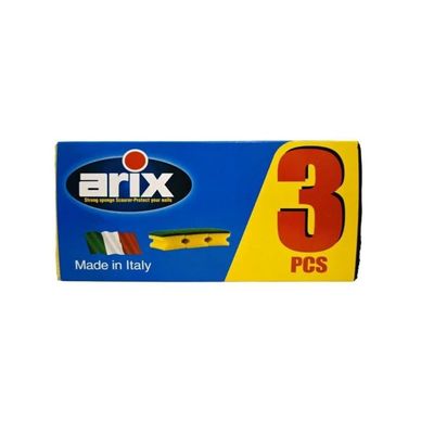 Arix Grip Sponge Bulk – 3pcs, Heavy-Duty Scouring Sponge