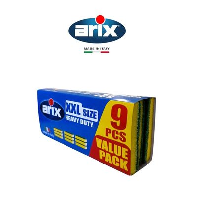  Arix Heavy Duty XXL Scouring Sponge – 9pcs, Extra-Strong for Tough Cleaning