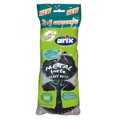 Arix We Like Green Metal Heavy Duty Wire Sponge 2+1 free - Recycled Stainless Steel, Extra-Strong, Eco-Friendly Cleaning Solution
