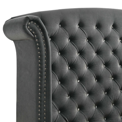 Sonvora Modern Button Tufted Bed for Luxury Bedroom with Silver Metal Legs Queen