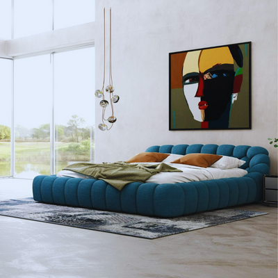 Syrux Bubble Design Modern Cloud Bed In Soft Boucle Fabric Blue Queen Syrux Bubble Design Modern Cloud Bed In Soft Boucle Fabric Blue Queen